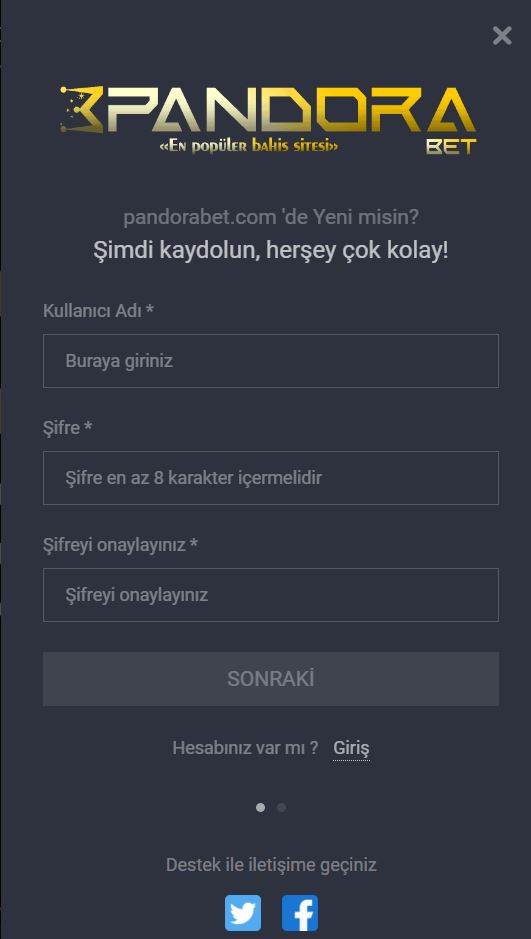 pandorabet hesap açma